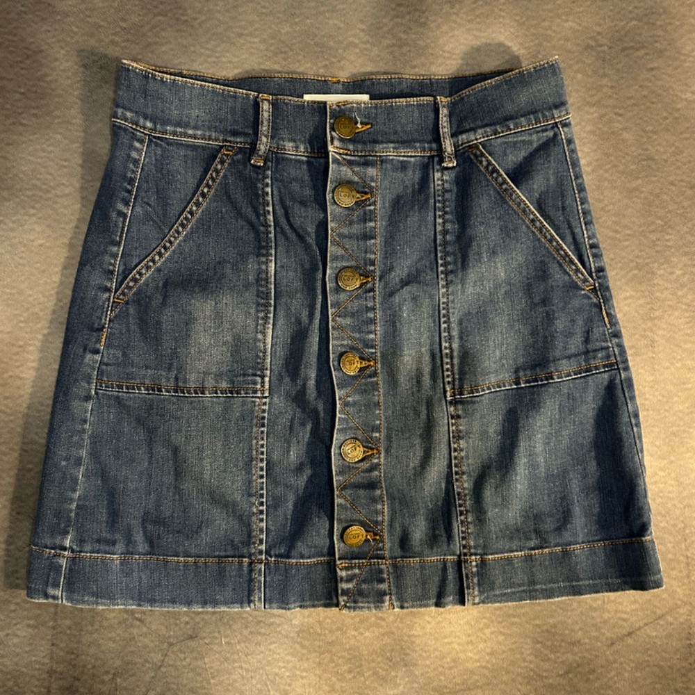 Ann Taylor LOFT Blue Jean Front Button Skirt